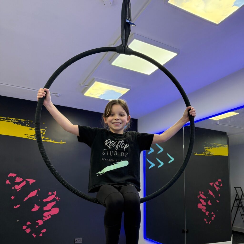 Our Hoop & Silks class for ages 5–10 is a fun and exciting way for children to build strength, confidence and coordination while learning beautiful aerial skills. Students will climb, spin and learn simple silks techniques in a safe and supportive environment. 

Class available at our Stone and Leek Studios!